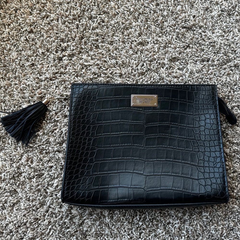 EUC Victoria Secret Black Leather Bag/Pouch